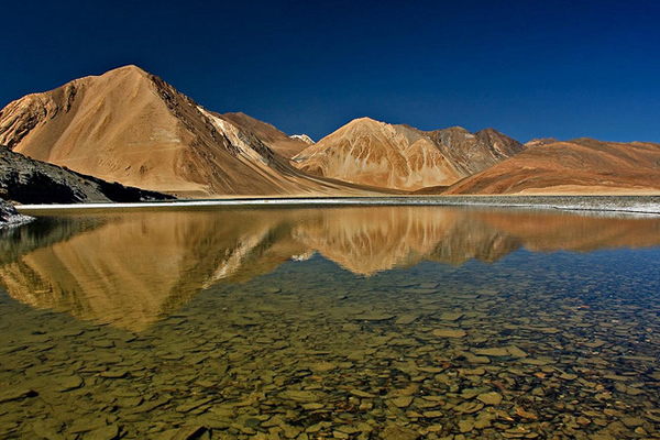 Reflected mountains - Pangong lake, Ladakh, J&K, India