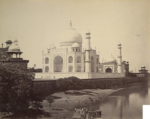 Taj Mahal from the river side by Samuel Bourne in the 1860s