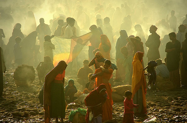 Getting ready for early morning dip - Indian Color Street Photography