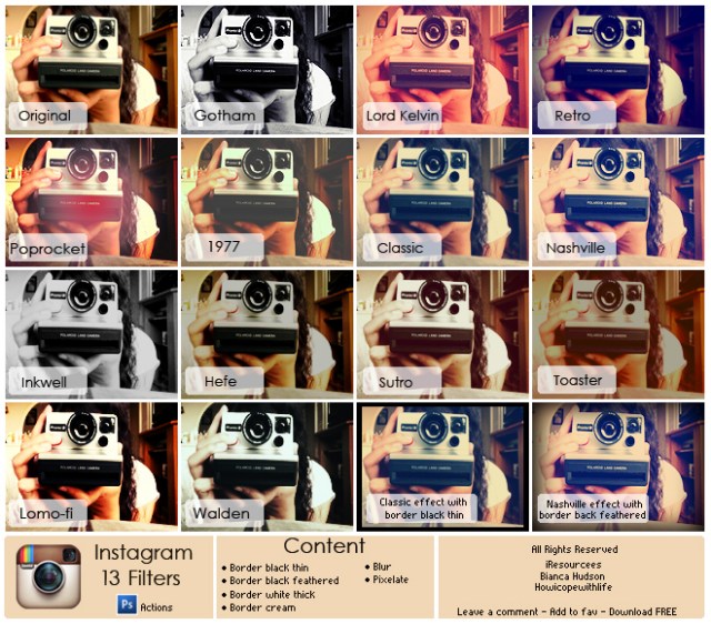 Instagram Filters Photoshop Actions