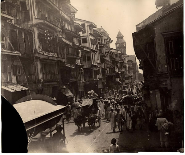 Busy Street Scene in Bombay (Mumbai) b- c1880's