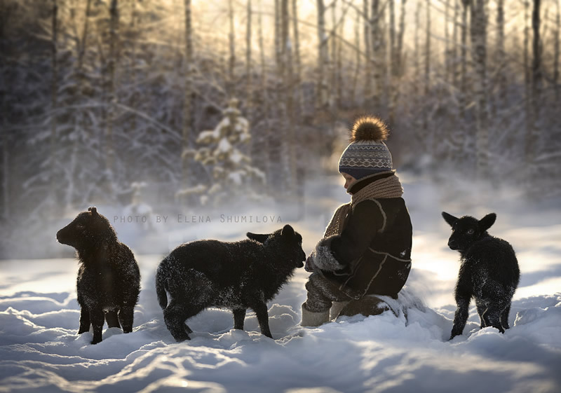 Elena Shumilova - Russian Mother Takes Amazing Portraits of Her Two Kids with Animals