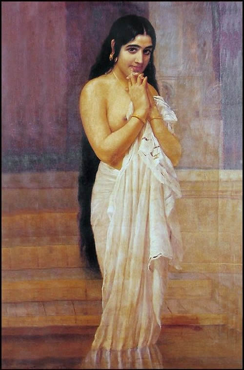 Fresh from Bath by Raja Ravi Varma