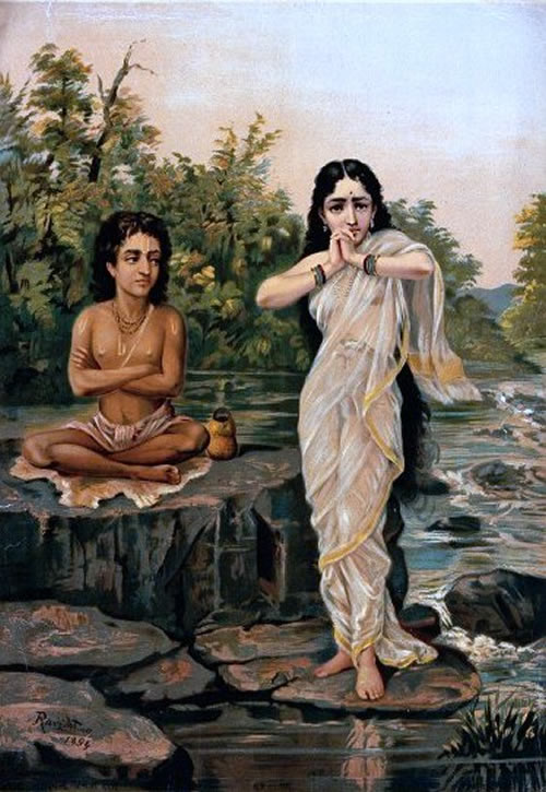 Rambha and Shukra by Raja Ravi Varma