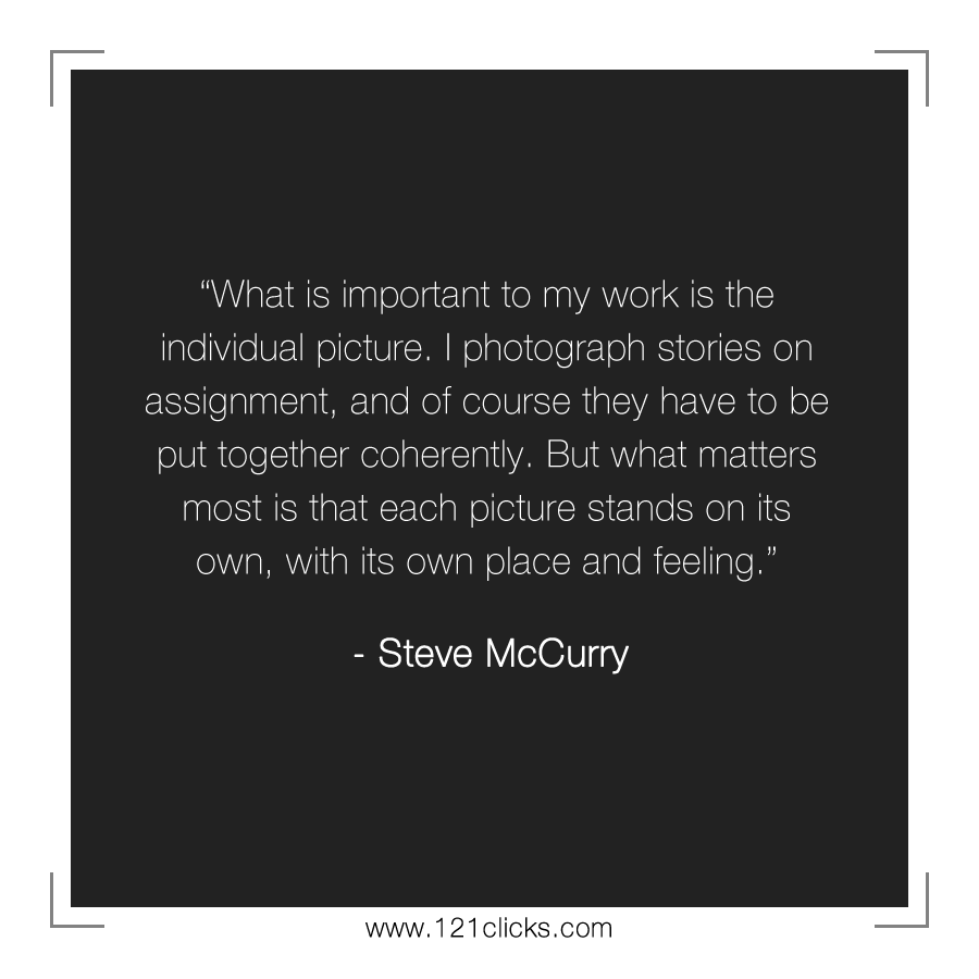 What is important to my work is the individual picture. I photograph stories on assignment, and of course they have to be put together coherently. But what matters most is that each picture stands on its own, with its own place and feeling.