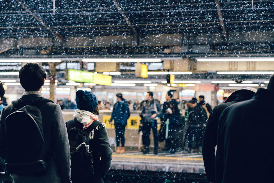 #15 Snowy Shinjuku Sta, Tokyo