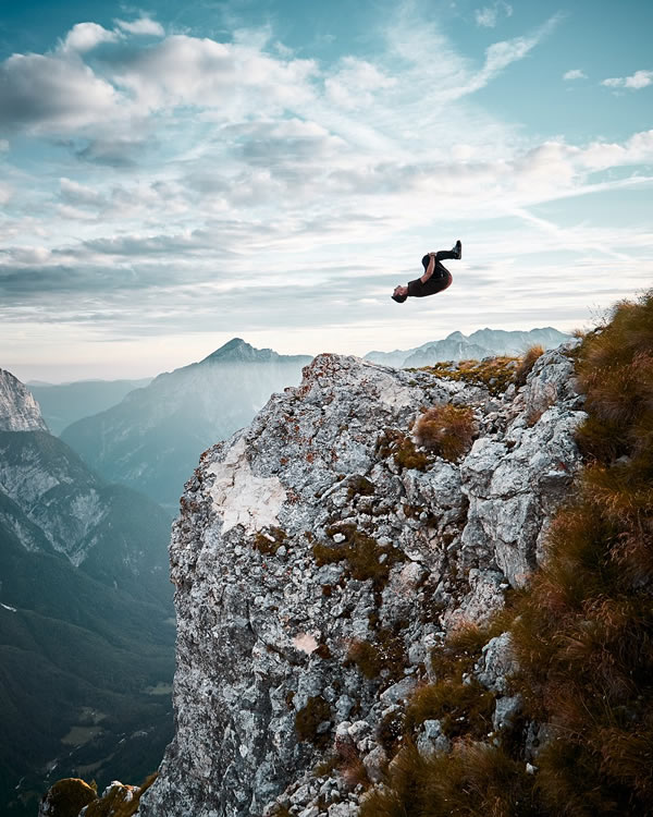 Backflip on a mountain top - Mangart mountain, Slovenia