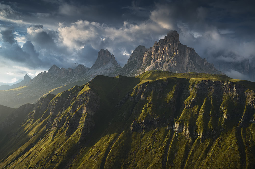 An amazing light hitting a very famous location, Passo Giau, taken from a different perspective. August 2019