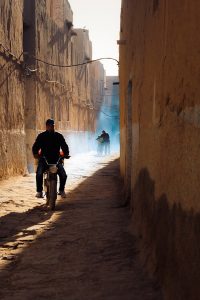 Moped in Ksar just outside the sahara desert, Morocco