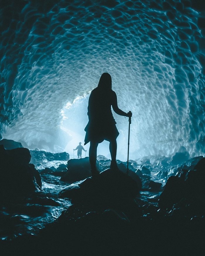 Exploring the ice cave - Eiskapelle, Berchtesgaden, Bavarian Alps, Germany