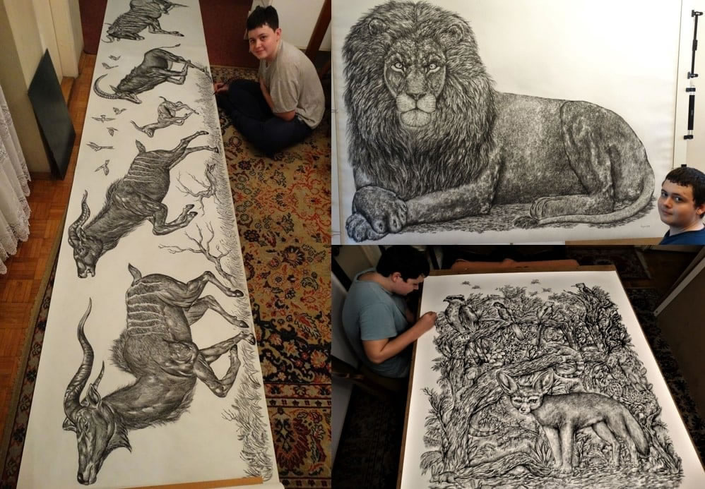 Artist Dusan Krtolica Creates Incredible Animal Drawings From Memory