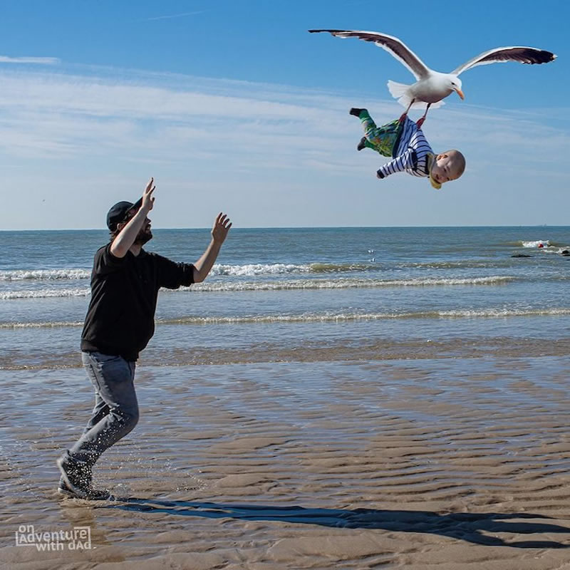 Funny Dad Hilariously Photoshops His Kids Into Risky Situations To Prank Mom At Work