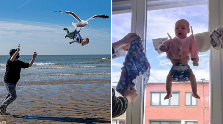 Funny Dad Hilariously Photoshops His Kids Into Risky Situations To Prank Mom At Work