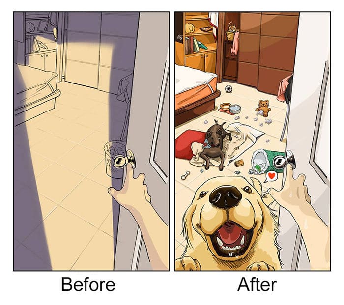 Illustrations That Show How Life Changes After Getting A Pet