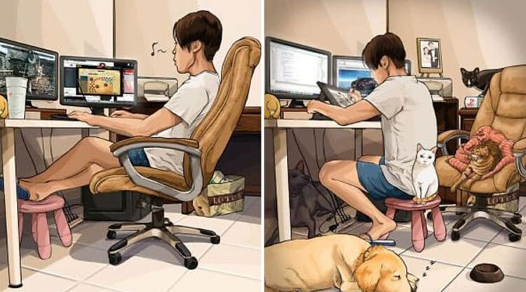 22 Illustrations That Show How Life Changes After Getting A Pet