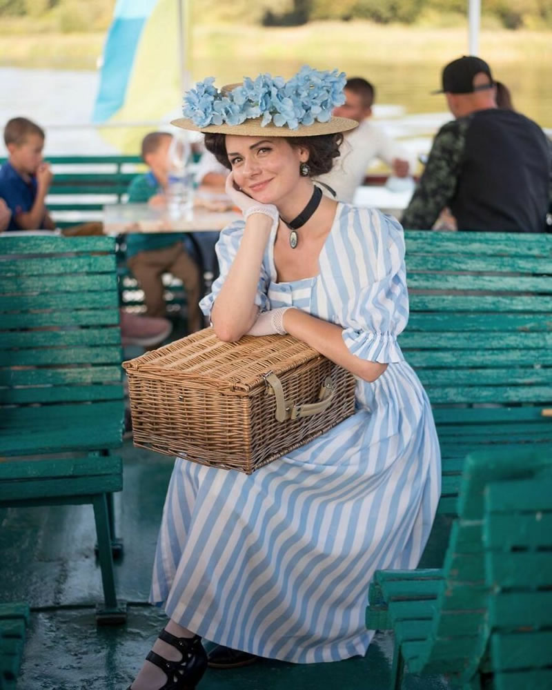 Ukrainian Woman Mila Povoroznyuk Dresses 19th Century Outfits Every Day