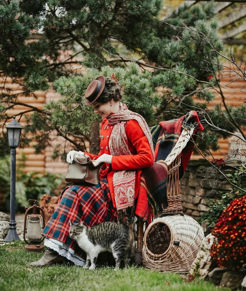 Ukrainian Woman Mila Povoroznyuk Dresses 19th Century Outfits Every Day