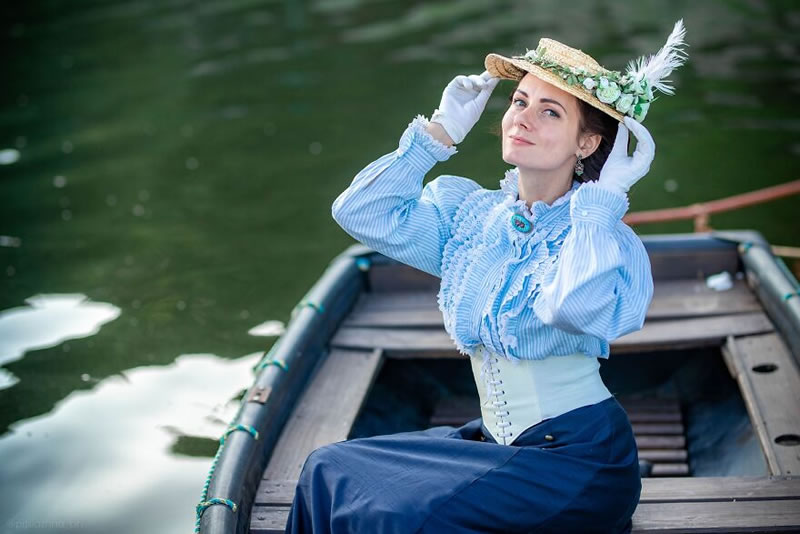 Ukrainian Woman Mila Povoroznyuk Dresses 19th Century Outfits Every Day