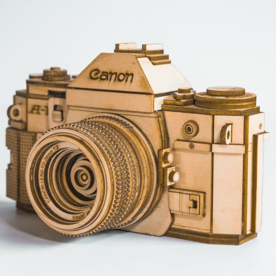 Camera Models By Carving Wood In Detail Phuong Nguyen