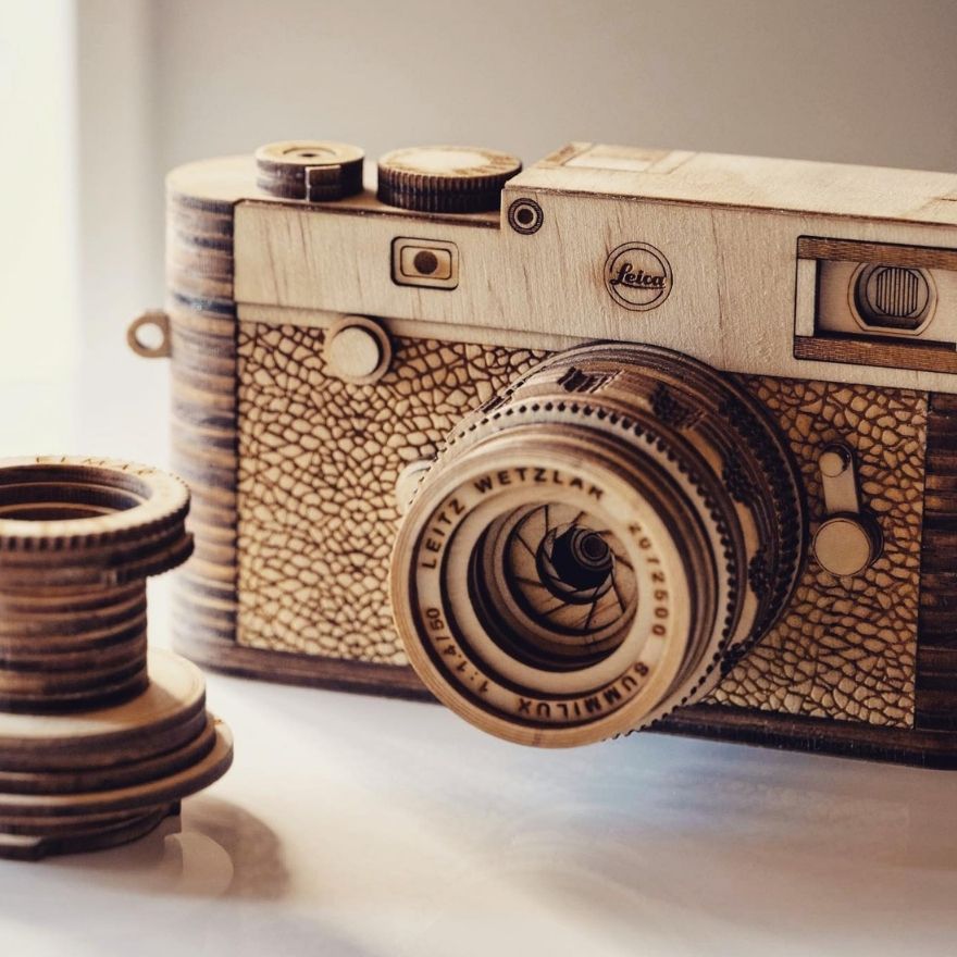 Camera Models By Carving Wood In Detail Phuong Nguyen