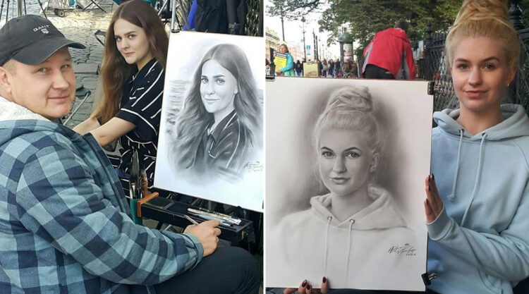 Russian Artist Nikolay Yarakhtin Amazingly Draws Realistic Portraits In Just One Hour