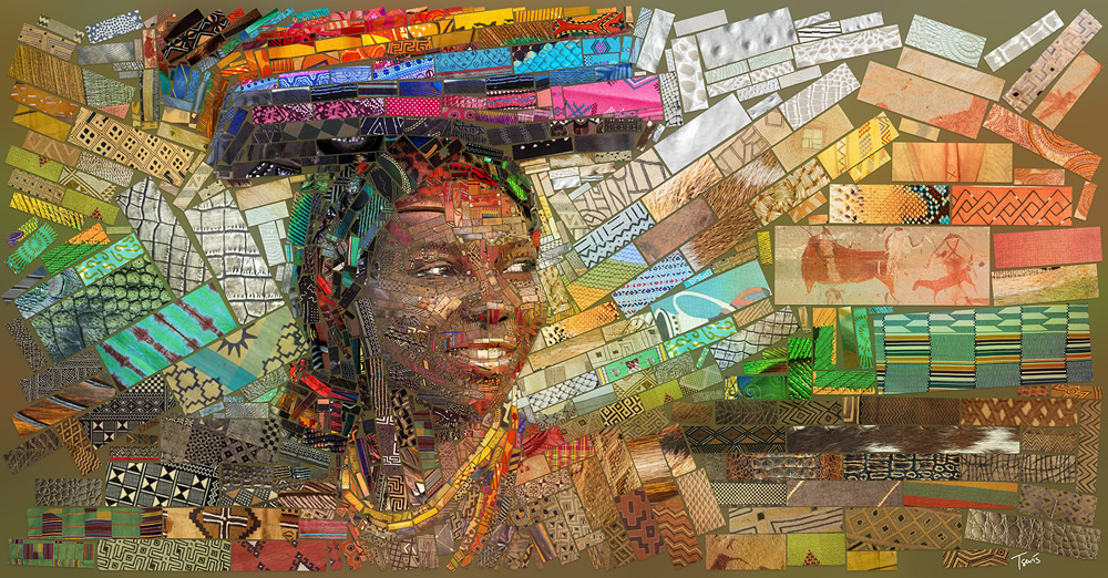 Mosaic Portraits Colorful Patterns From African Culture By Charis Tsevis