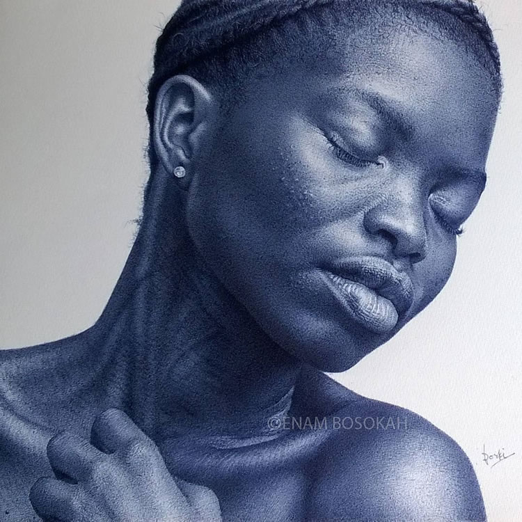 Realistic Portraits Using Ballpoint Pens By Enam Bosokah