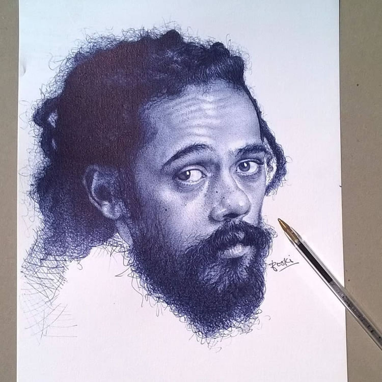 Realistic Portraits Using Ballpoint Pens By Enam Bosokah