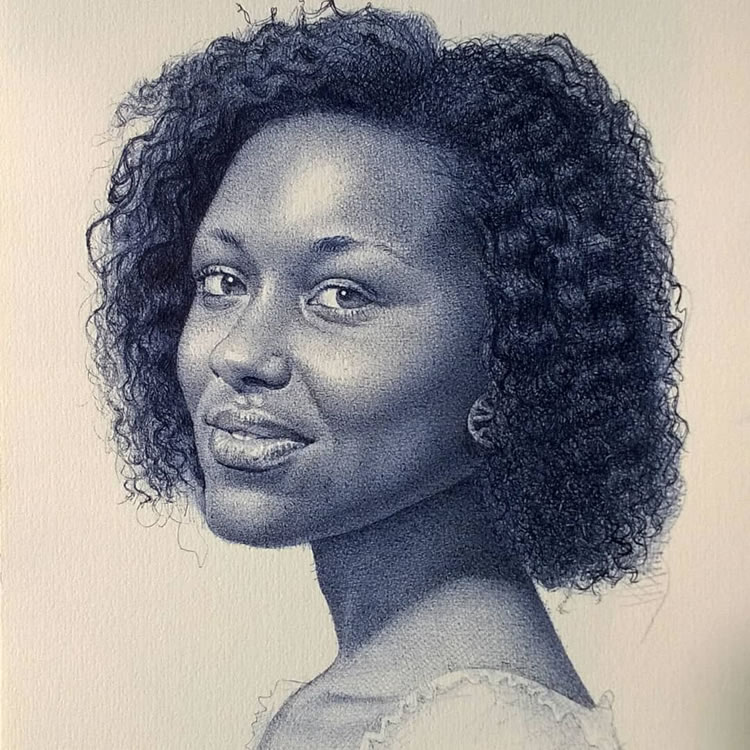 Realistic Portraits Using Ballpoint Pens By Enam Bosokah