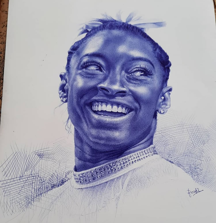 Realistic Portraits Using Ballpoint Pens By Enam Bosokah