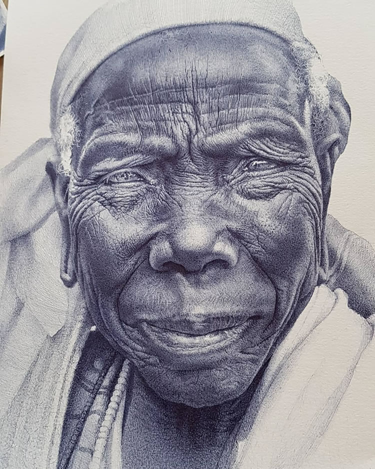 Realistic Portraits Using Ballpoint Pens By Enam Bosokah