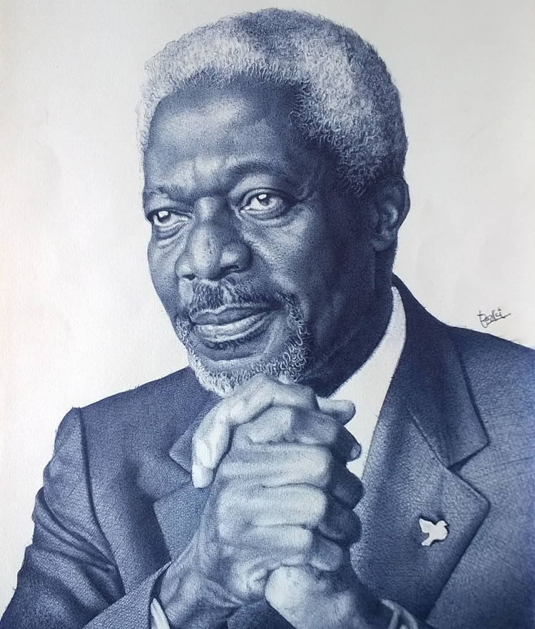 Realistic Portraits Using Ballpoint Pens By Enam Bosokah