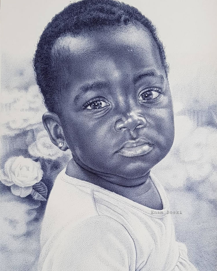 Realistic Portraits Using Ballpoint Pens By Enam Bosokah