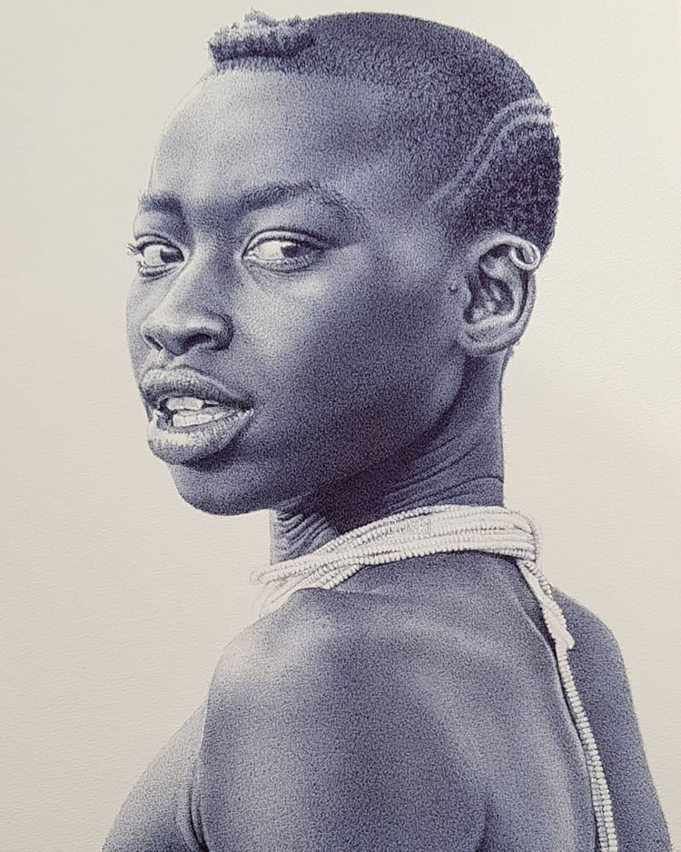 Realistic Portraits Using Ballpoint Pens By Enam Bosokah