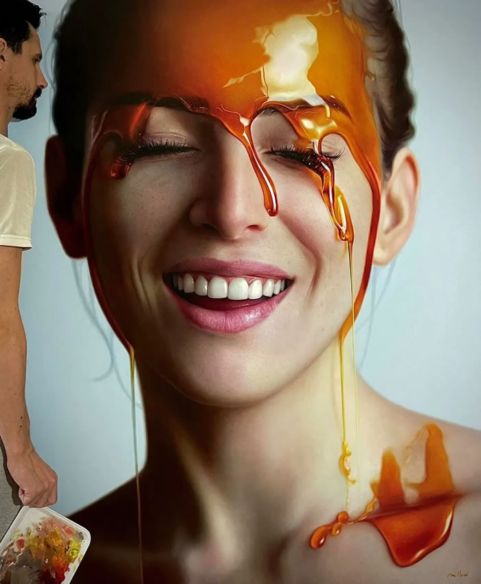 Hyper-Realistic Portraits Covered With Honey by Fabiano Millani