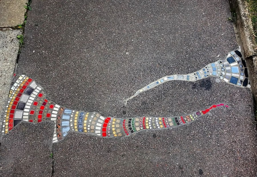 Cracks In Pavement To Colorful Mosaic Art