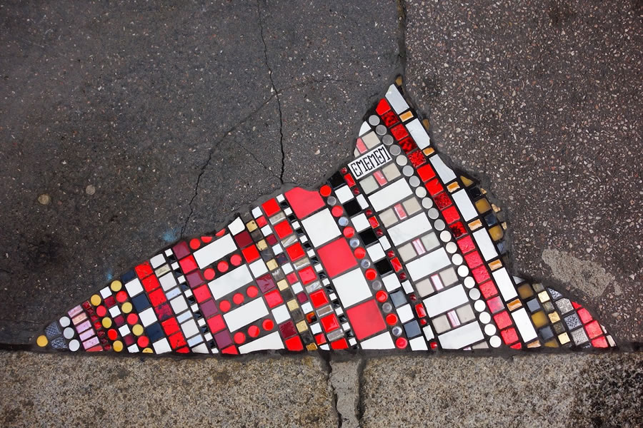 Cracks In Pavement To Colorful Mosaic Art