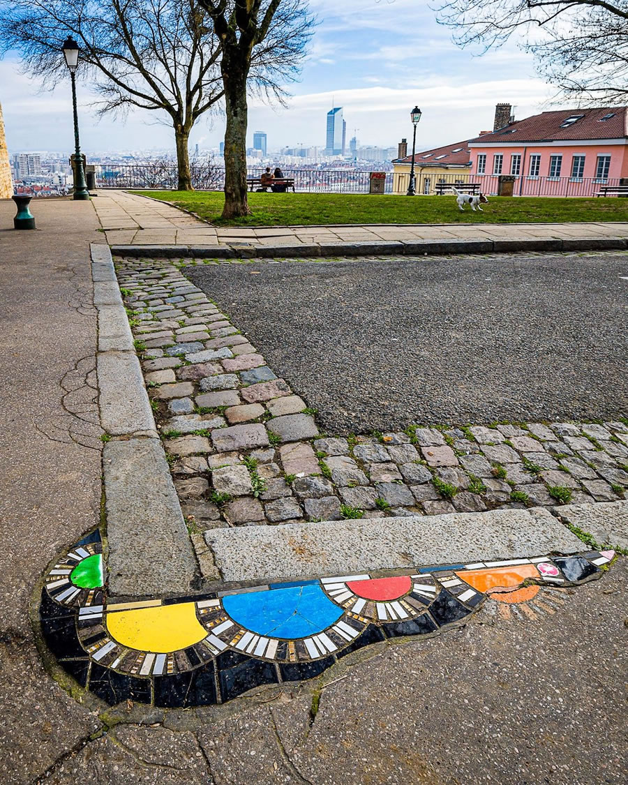 Cracks In Pavement To Colorful Mosaic Art