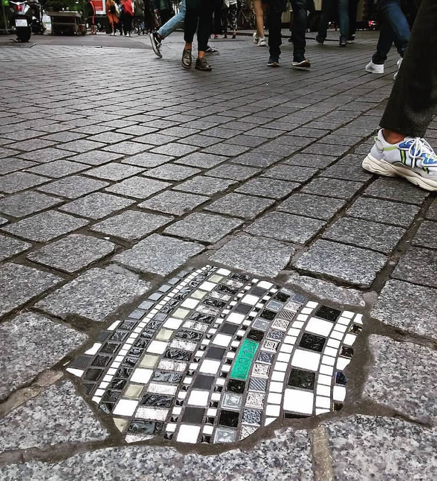 Cracks In Pavement To Colorful Mosaic Art