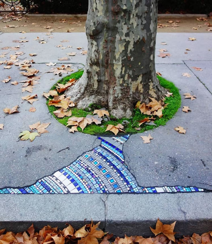 Cracks In Pavement To Colorful Mosaic Art