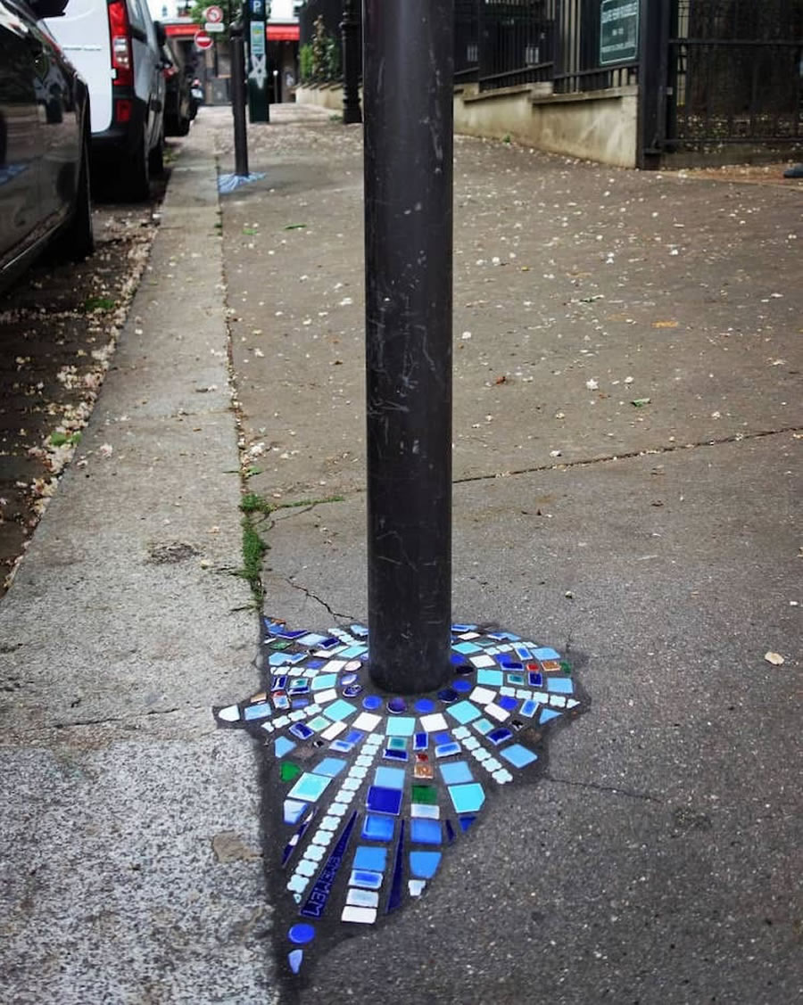 Cracks In Pavement To Colorful Mosaic Art