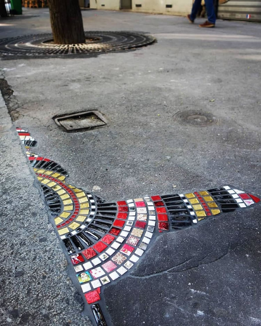 Cracks In Pavement To Colorful Mosaic Art