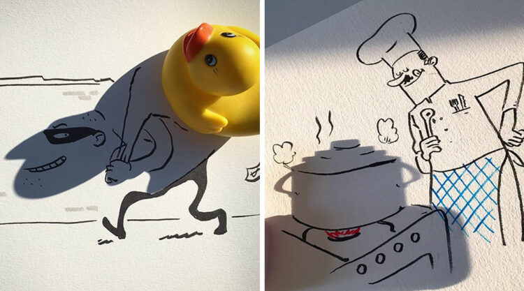 Artist Vincent Bal Turns Shadows Of Everyday Objects Into Funny Sketches