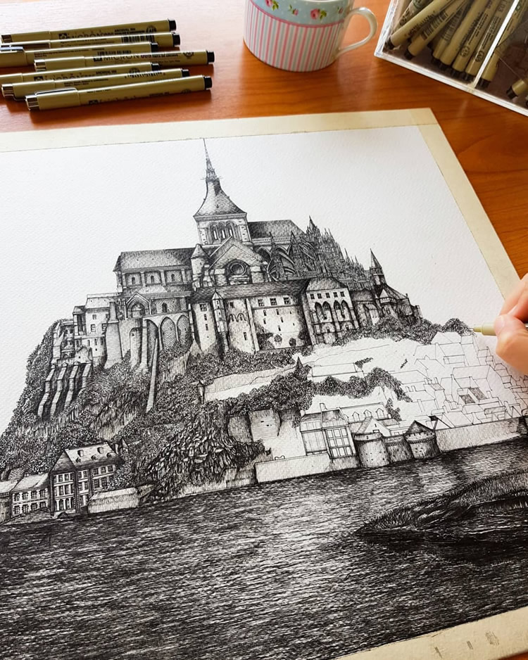 Detailed Architecture Drawings by Emi Nakajima