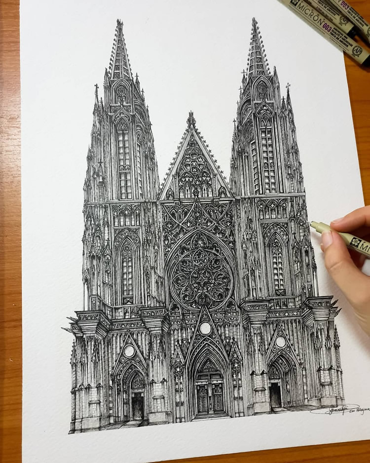 Detailed Architecture Drawings by Emi Nakajima