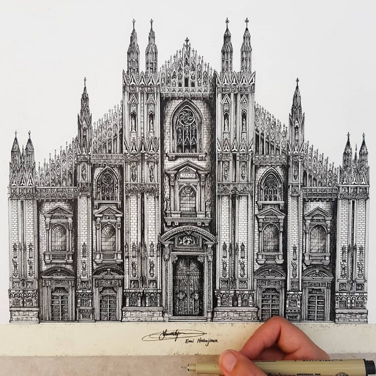 Detailed Architecture Drawings by Emi Nakajima