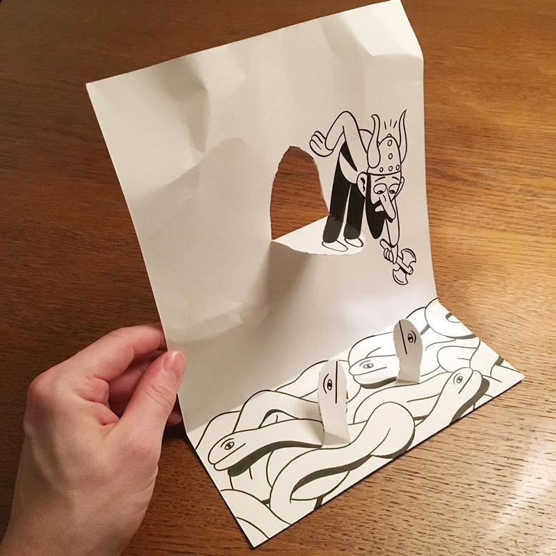 Drawing With Folds Of Paper Art