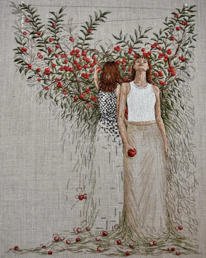 Embroidered Paintings By Michelle Kingdom