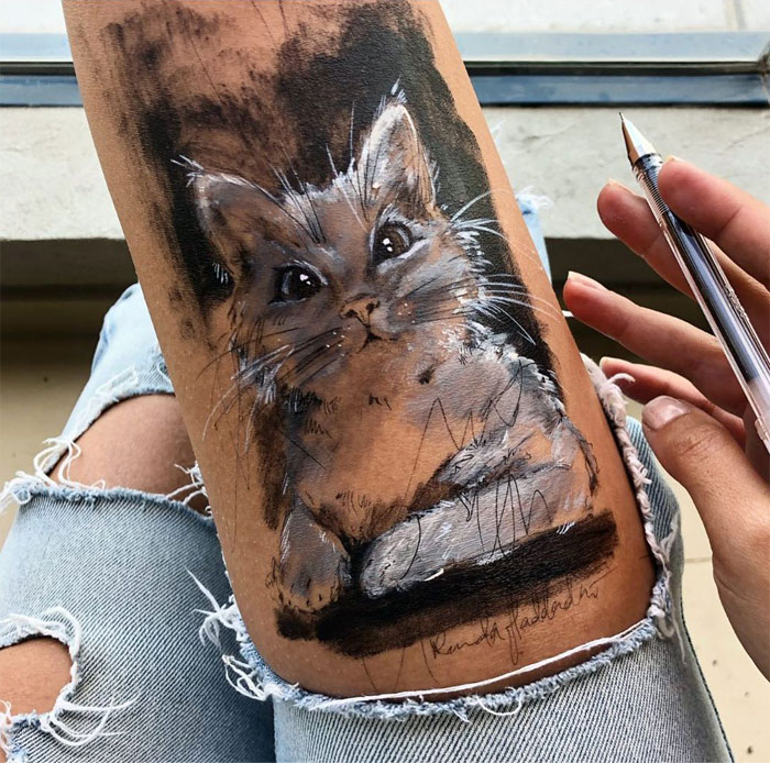 Ink Drawings Made On The Thighs By Randa Haddadin