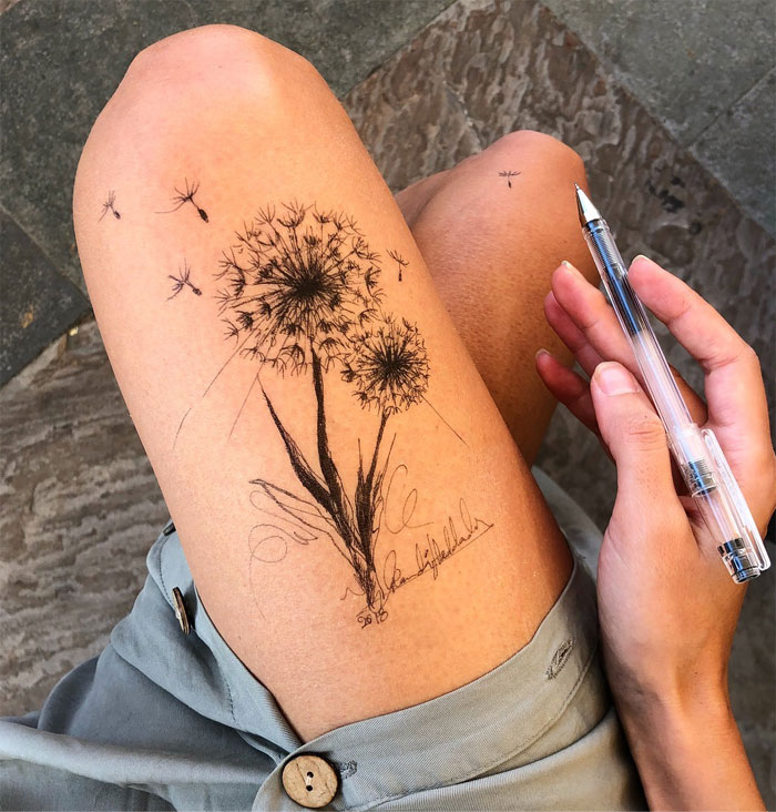 Ink Drawings Made On The Thighs By Randa Haddadin